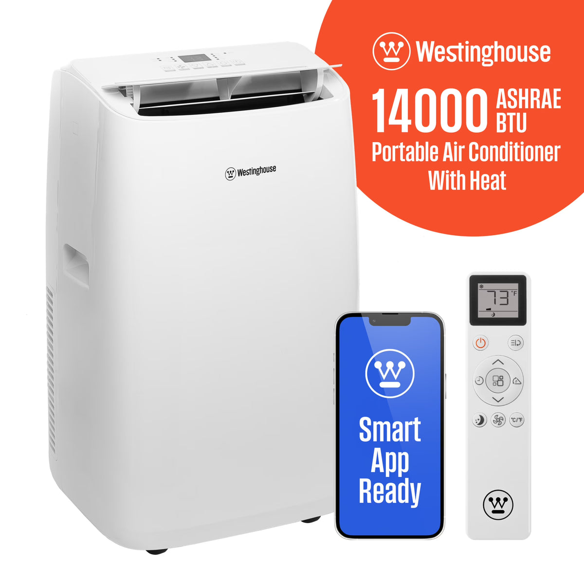 Westinghouse 12,000 BTU Portable Air Conditioner & Dehumidifier with Remote & Smart App, up to 550 Sq Ft