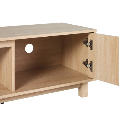 Walker Edison Mid-Century Modern Reeded 2-Door TV Stand for TVs up to 80��, Coastal Oak