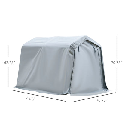 Outsunny 6'x8' Outdoor Storage Shelter with Rollup & Zipper Door, Heavy Duty Carport Shed for Motorcycle Garden Storage, Grey