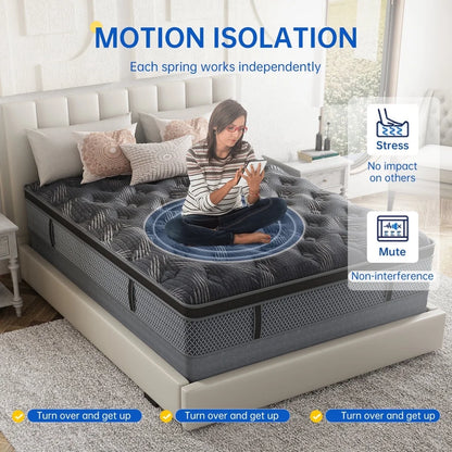 BEHOST Twin Mattress 10 inch, CertiPUR-US Certified Eco-Friendly Twin Memory Foam Mattress, Motion-Free Pocket Springs Hybrid Mattress Twin Size