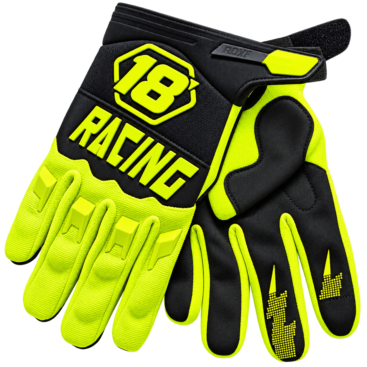 full finger pit bike racing gloves with protective knuckle details
Caption: Neon yellow and black full-finger racing gloves designed for pit bike, motocross, MTB, ATV, and off-road riding.