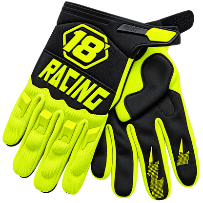 full finger pit bike racing gloves with protective knuckle details
Caption: Neon yellow and black full-finger racing gloves designed for pit bike, motocross, MTB, ATV, and off-road riding.