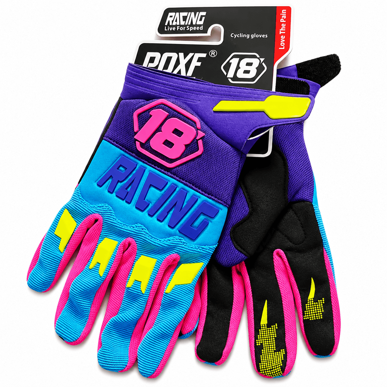 full finger pit bike racing gloves with protective knuckle details
Caption: Neon yellow and black full-finger racing gloves designed for pit bike, motocross, MTB, ATV, and off-road riding.