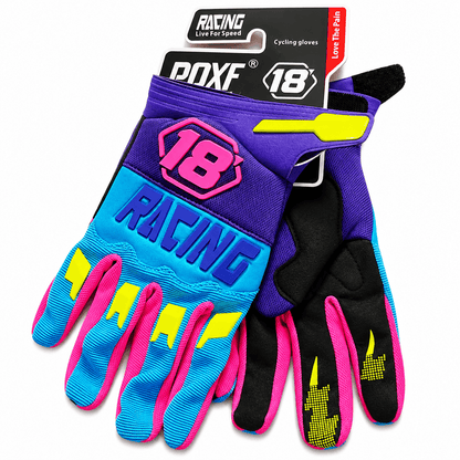full finger pit bike racing gloves with protective knuckle details
Caption: Neon yellow and black full-finger racing gloves designed for pit bike, motocross, MTB, ATV, and off-road riding.