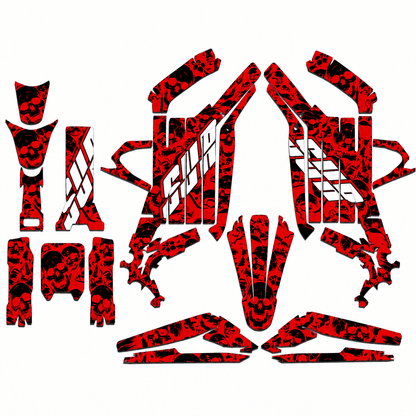Red and black skull graphic decal kit for Sur-Ron Light Bee X electric bike