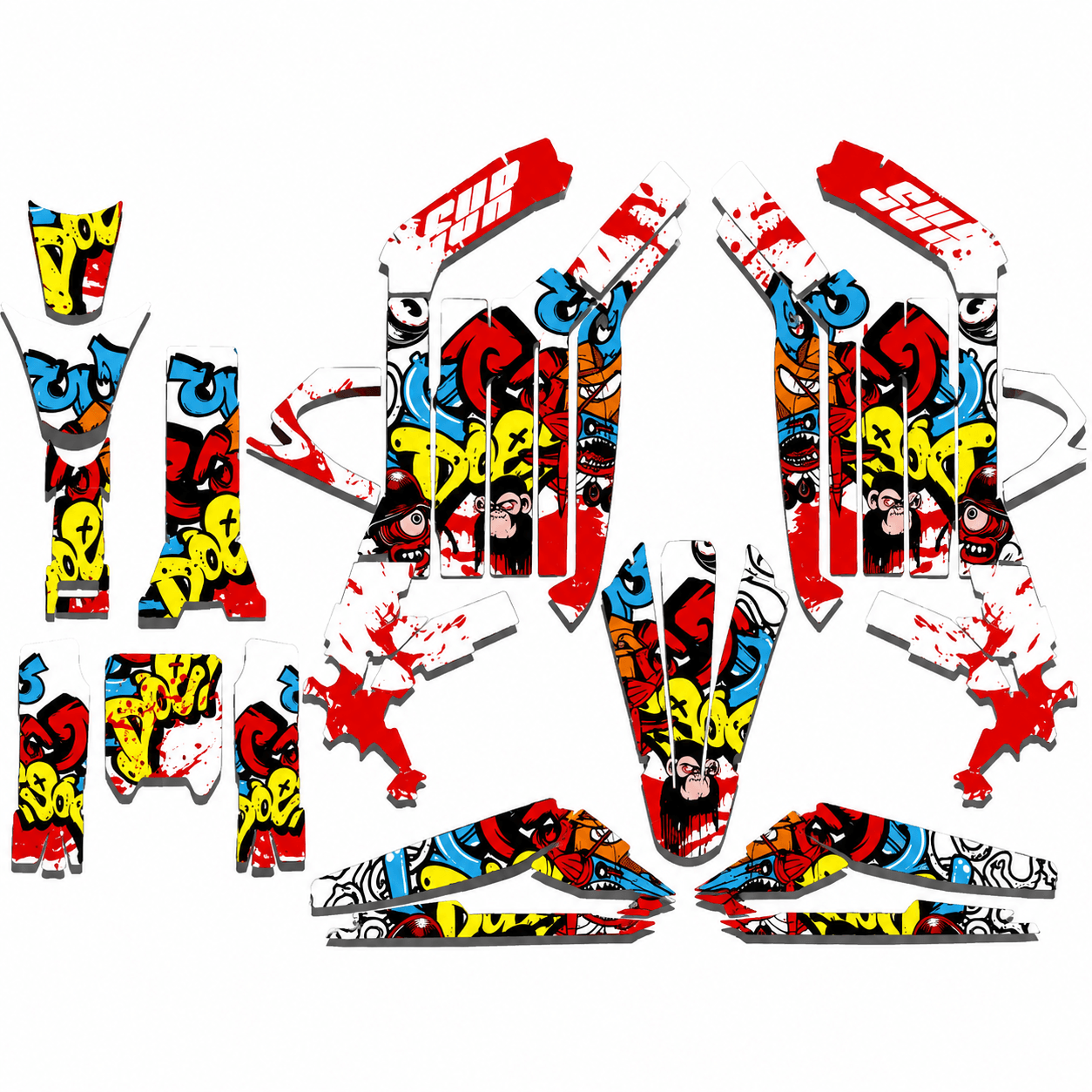 Red and black skull graphic decal kit for Sur-Ron Light Bee X electric bike